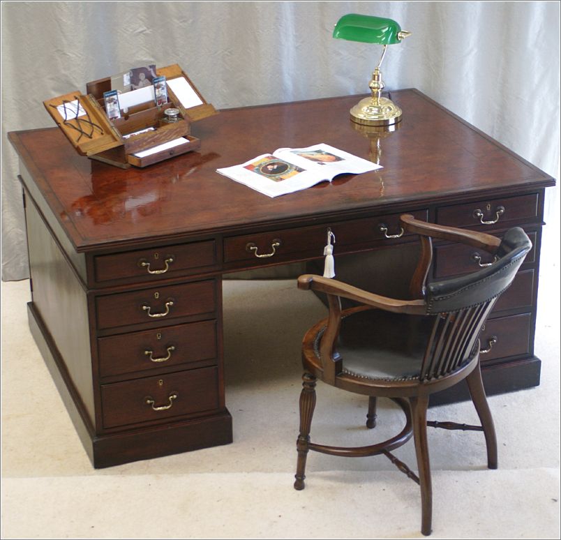 1038 Antique Victorian Mahogany Partners Desk